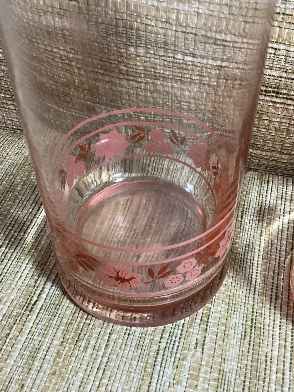 Vintage Libbey Set of 4 Pink Floral Highball Glasses